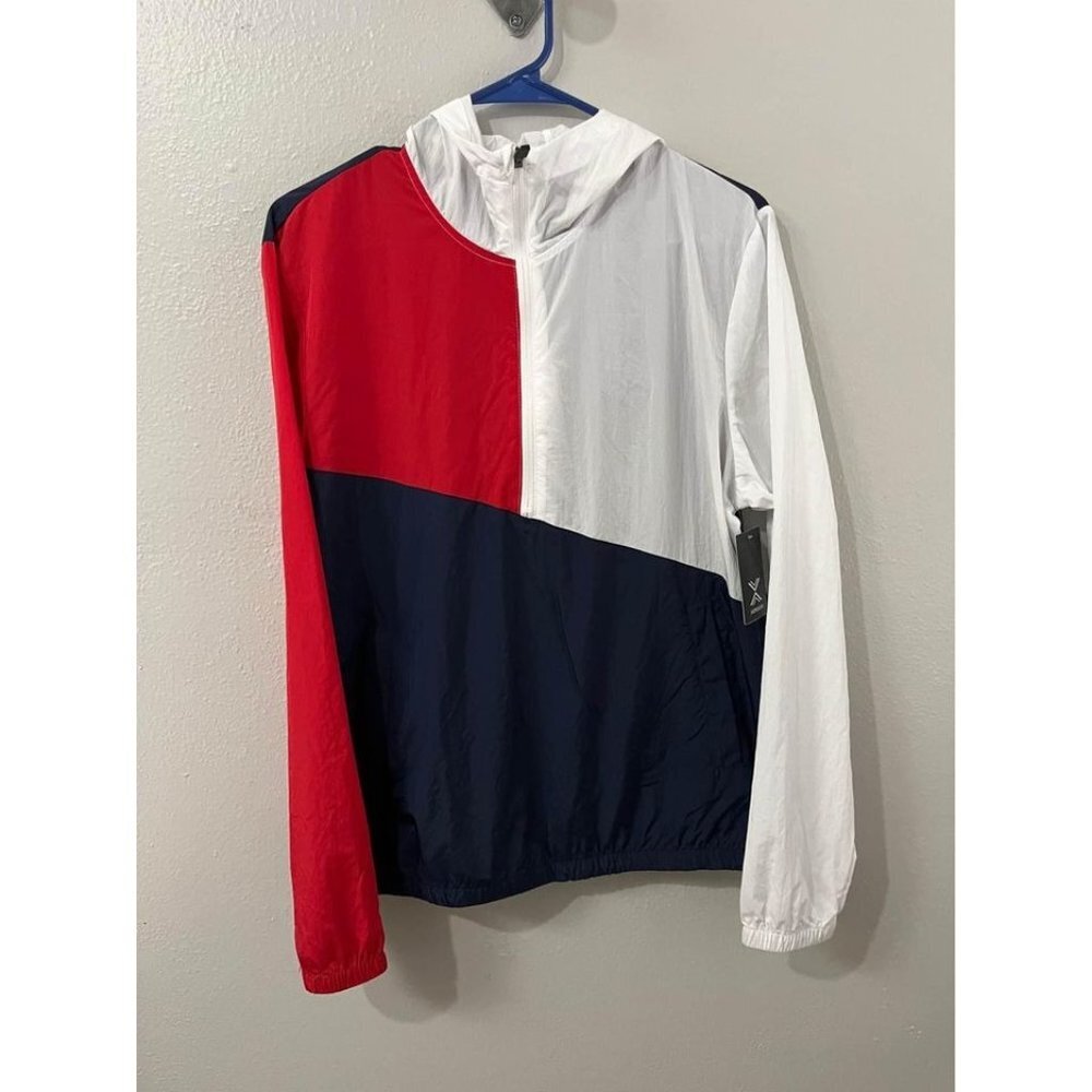 Xersion  windbreaker Red white and blue jacket half zip pullover size small NWT